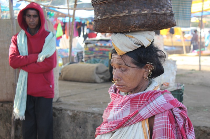 Morning market bustle in a town along the route